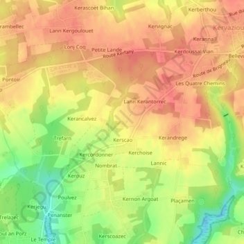 Topografische Karte Kerantorrec, Höhe, Relief
