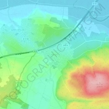 Topografische Karte Fleury, Höhe, Relief