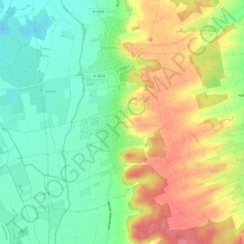Topografische Karte Buch bei Illertissen, Höhe, Relief