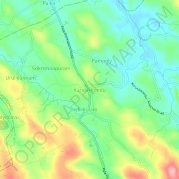 Topografische Karte Kuruvikkoodu, Höhe, Relief