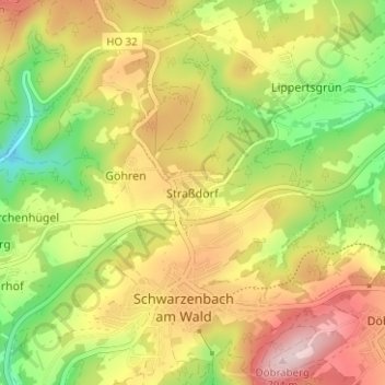 Topografische Karte Straßdorf, Höhe, Relief