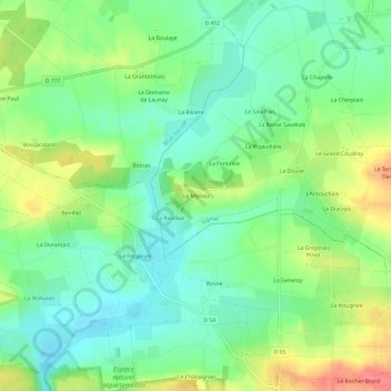 Topografische Karte Le Meneu, Höhe, Relief