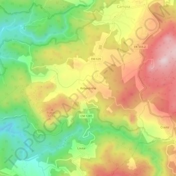 Topografische Karte Rebordinho, Höhe, Relief