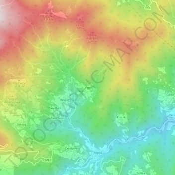 Topografische Karte Drusco, Höhe, Relief