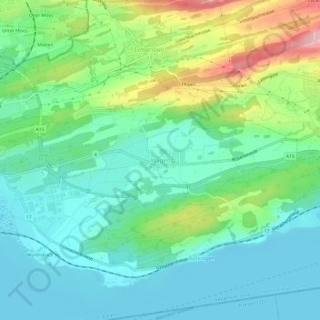 Topografische Karte Wagen, Höhe, Relief