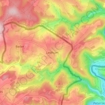 Topografische Karte Leithum, Höhe, Relief