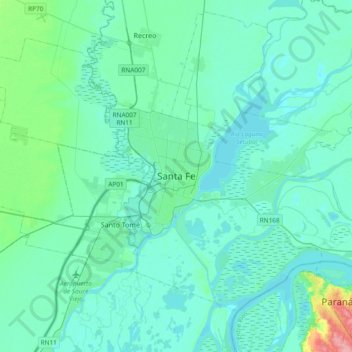 Topografische Karte Santa Fe, Höhe, Relief