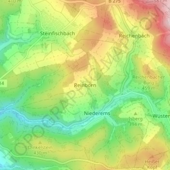 Topografische Karte Reinborn, Höhe, Relief