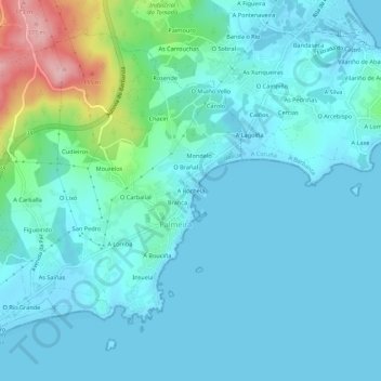 Topografische Karte A Rochela, Höhe, Relief