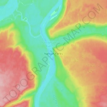 Topografische Karte Nelson Forks, Höhe, Relief