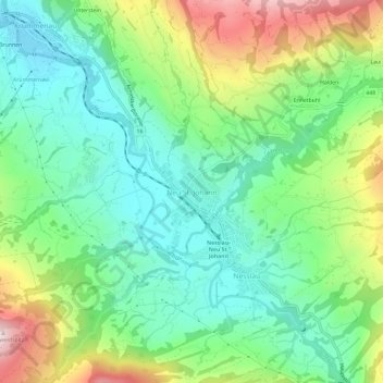 Topografische Karte Neu St. Johann, Höhe, Relief