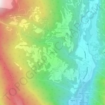 Topografische Karte Viceno, Höhe, Relief