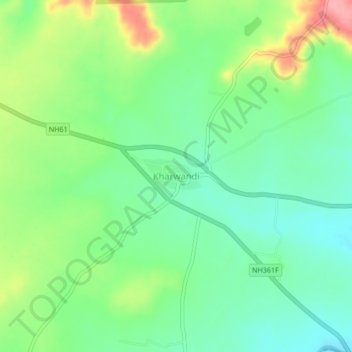 Topografische Karte Kharwandi, Höhe, Relief