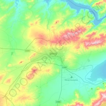 Topografische Karte Elazığ, Höhe, Relief