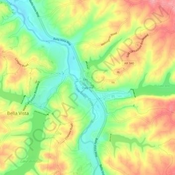 Topografische Karte Dug Hill, Höhe, Relief