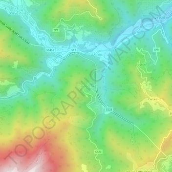Topografische Karte Calderara, Höhe, Relief