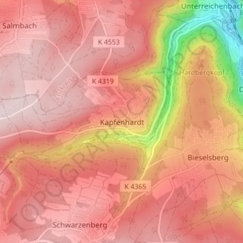 Topografische Karte Kapfenhardt, Höhe, Relief