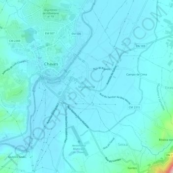Topografische Karte Madalena, Höhe, Relief