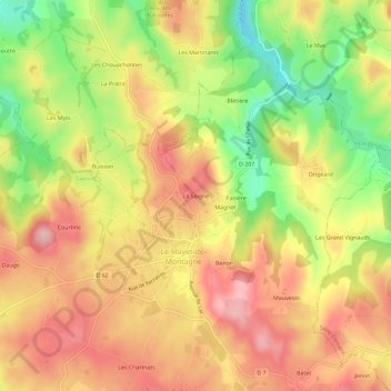 Topografische Karte La Seigne, Höhe, Relief
