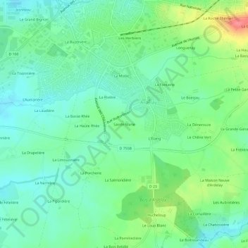 Topografische Karte Sainte-Marie, Höhe, Relief