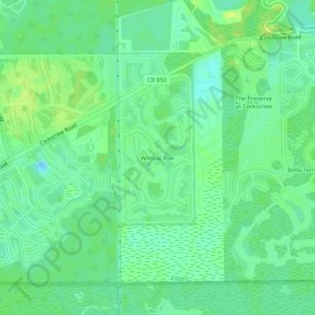 Topografische Karte Wildcat Run, Höhe, Relief