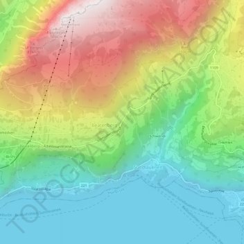 Topografische Karte Tiefe, Höhe, Relief