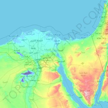 Topografische Karte Gouvernement Ismailiya, Höhe, Relief