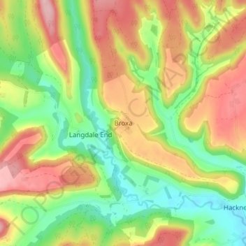 Topografische Karte Broxa, Höhe, Relief