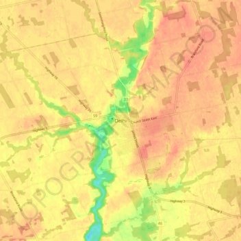 Topografische Karte Delhi, Höhe, Relief
