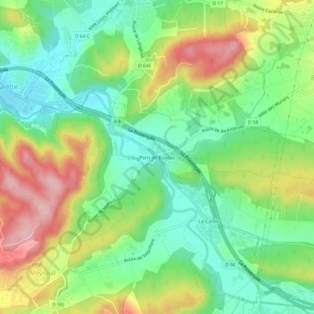 Topografische Karte Pont de Bayeux, Höhe, Relief