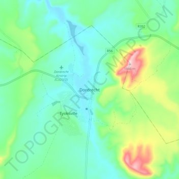 Topografische Karte Dordrecht, Höhe, Relief