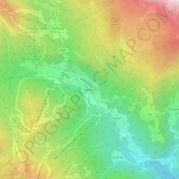 Topografische Karte Mareson, Höhe, Relief
