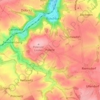 Topografische Karte Polenz, Höhe, Relief