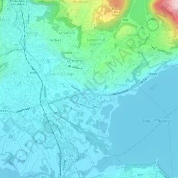 Topografische Karte Bindella, Höhe, Relief