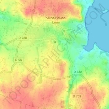 Topografische Karte Lanvalou, Höhe, Relief