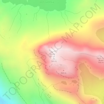 Topografische Karte Slioch, Höhe, Relief