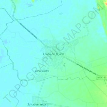 Topografische Karte Lerdo de Tejada, Höhe, Relief