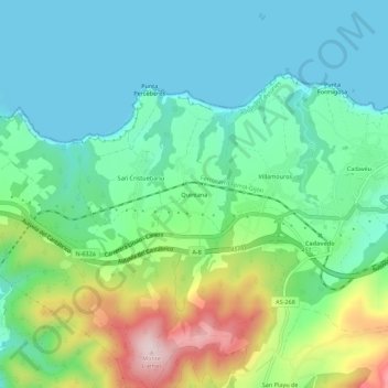 Topografische Karte Quintana, Höhe, Relief
