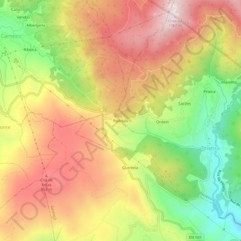 Topografische Karte Padrões, Höhe, Relief