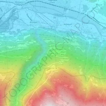 Topografische Karte Piateda Alta, Höhe, Relief