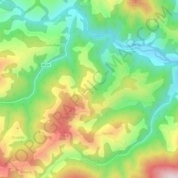 Topografische Karte Snide, Höhe, Relief