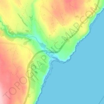 Topografische Karte Dunbeath, Höhe, Relief