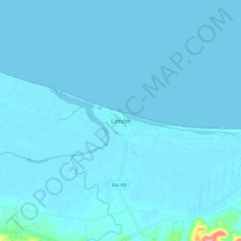 Topografische Karte Limón, Höhe, Relief