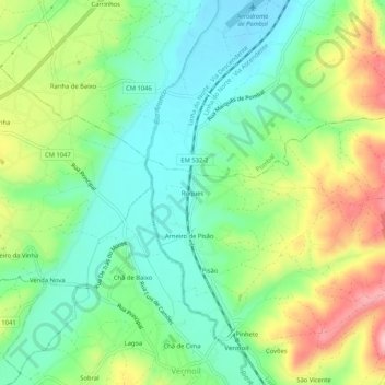 Topografische Karte Roques, Höhe, Relief