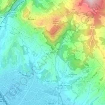 Topografische Karte Maiano, Höhe, Relief