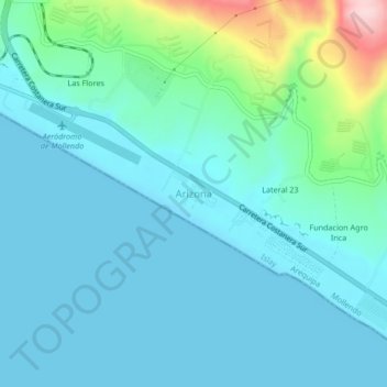 Topografische Karte Arizona, Höhe, Relief