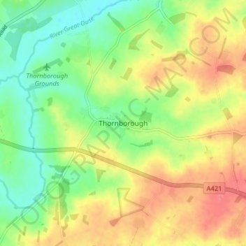 Topografische Karte Thornborough, Höhe, Relief
