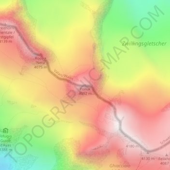 Topografische Karte Pollux, Höhe, Relief