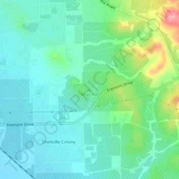 Topografische Karte Bliss Hill, Höhe, Relief