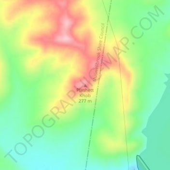 Topografische Karte Plashett Knob, Höhe, Relief
